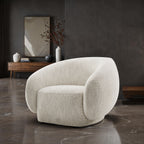 Contemporary Style 1pc Swivel Chair Boucle Upholstered 360 Degree Swivel Base armrest Slope Curved High Density Foam Beige Finish Accent Chair