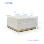Contemporary Vertical Channel Tufted Velvet Big Size Ottoman Modern Upholstered Foot Rest for Living Room Apartment,Beige