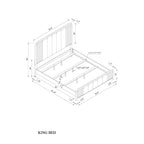 Beverly Black and White King Bed with Fluted Detailing, Partially Upholstered Headboard and Footboard, Low Profile Design in Rubber Wood Bed Frame