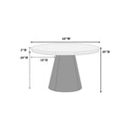 Dining Table 4x Side Chairs White Finish Fabric Black Round Table w Cone Base 5pc Dining Set Plush Seat