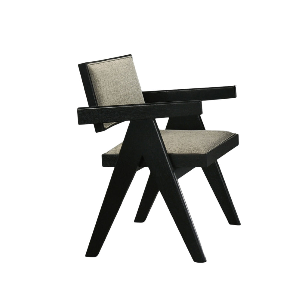 Contemporary 7pc Black Dining Set Rubber wood Dining Table w 2x Arm Chairs And 4x Side Chairs