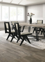 Contemporary 7pc Black Dining Set Rubber wood Dining Table w 2x Arm Chairs And 4x Side Chairs