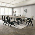 Contemporary 7pc Black Dining Set Rubber wood Dining Table w 2x Arm Chairs And 4x Side Chairs