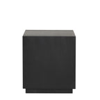 Contemporary Style Square End Table Plinth Base Open Bottom shelf Black Finish Primary Living Room End Table