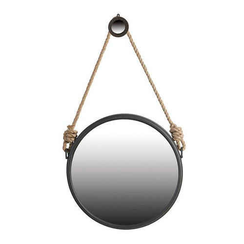 Contemporary Black Silver Iron Circle Mirror By Felix.