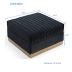 Contemporary Vertical Channel Tufted Velvet Big Size Ottoman Modern Upholstered Foot Rest for Living Room Apartment,Black