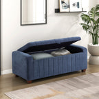 Contemporary Upholstered Bench with Internal Storage 1pc Durable Plywood Frame Blue Boucle