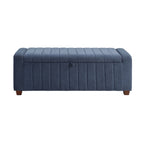 Contemporary Upholstered Bench with Internal Storage 1pc Durable Plywood Frame Blue Boucle