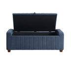 Contemporary Upholstered Bench with Internal Storage 1pc Durable Plywood Frame Blue Boucle