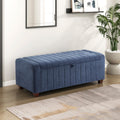 Contemporary Upholstered Bench with Internal Storage 1pc Durable Plywood Frame Blue Boucle