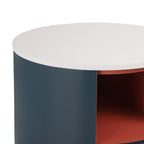 Contemporary & Modern Round Nightstand with Storage Drawer, Sofa End Table with Open Storage Shelf, Bedside Table with Curved Design for Living Room & Bedroom, Easy Assembly, Blue Nightstands