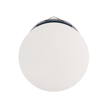 Contemporary & Modern Round Nightstand with Storage Drawer, Sofa End Table with Open Storage Shelf, Bedside Table with Curved Design for Living Room & Bedroom, Easy Assembly, Blue Nightstands