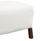 Upholstered Ottoman, Wooden Legs, White, Boucle (Set of 2) Ottoman