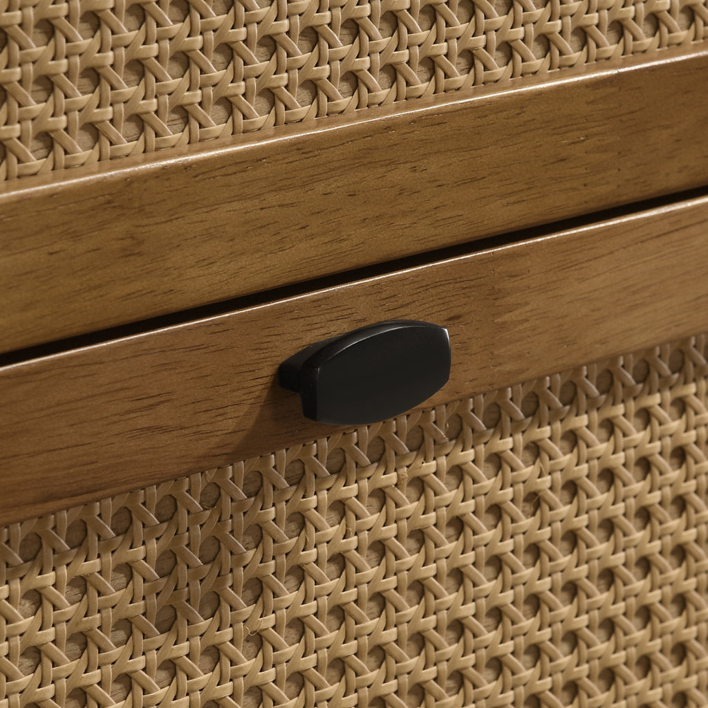 Vichy Wood and Rattan 6-Drawer Dresser with Mirror