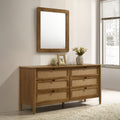Vichy Wood and Rattan 6-Drawer Dresser with Mirror
