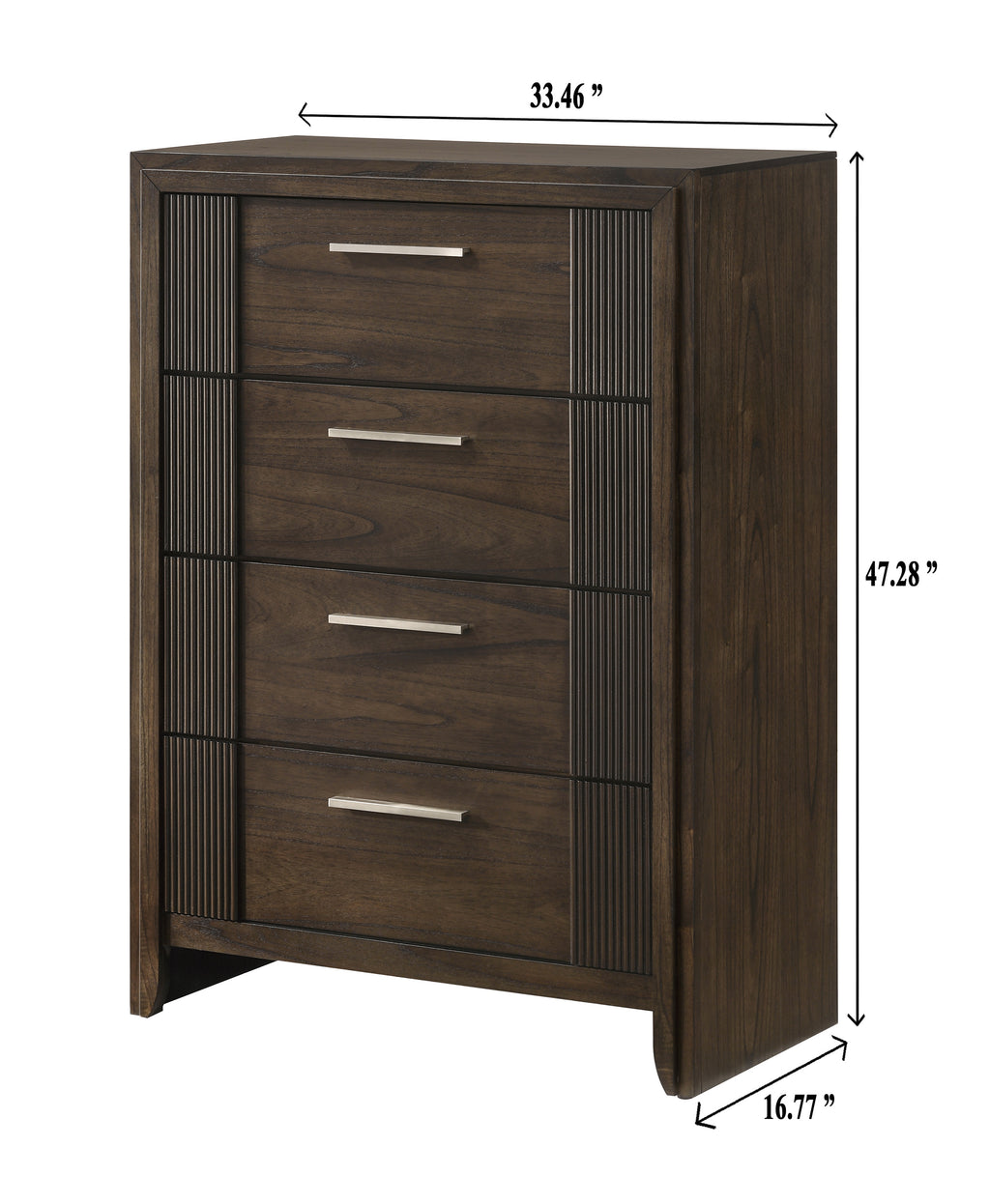 1pc Contemporary 4-Drawer Chest Rich Wood Finish Rustic Charm Polished Hardware Wooden Furniture Brown