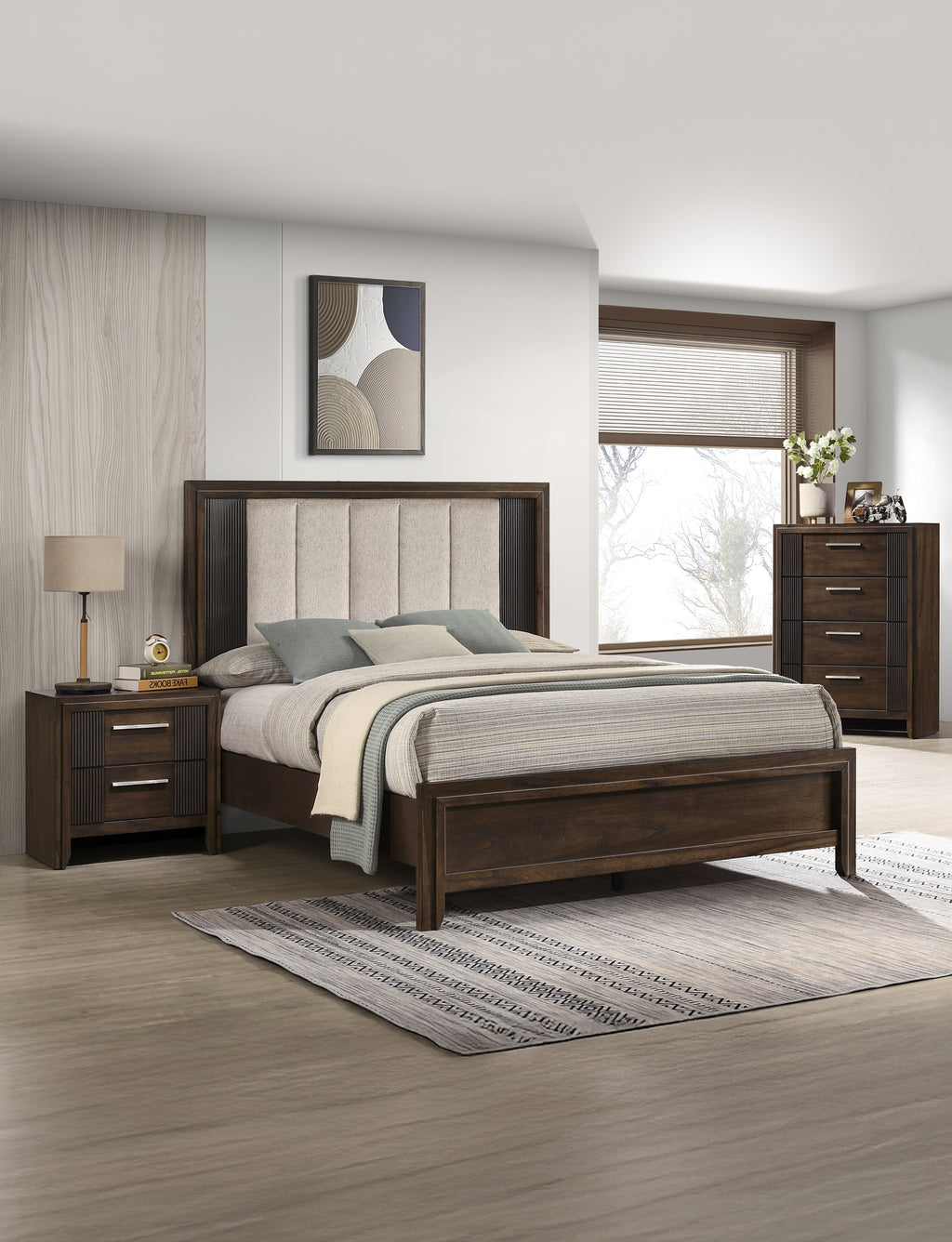 1pc Contemporary 4-Drawer Chest Rich Wood Finish Rustic Charm Polished Hardware Wooden Furniture Brown