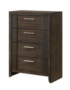 1pc Contemporary 4-Drawer Chest Rich Wood Finish Rustic Charm Polished Hardware Wooden Furniture Brown