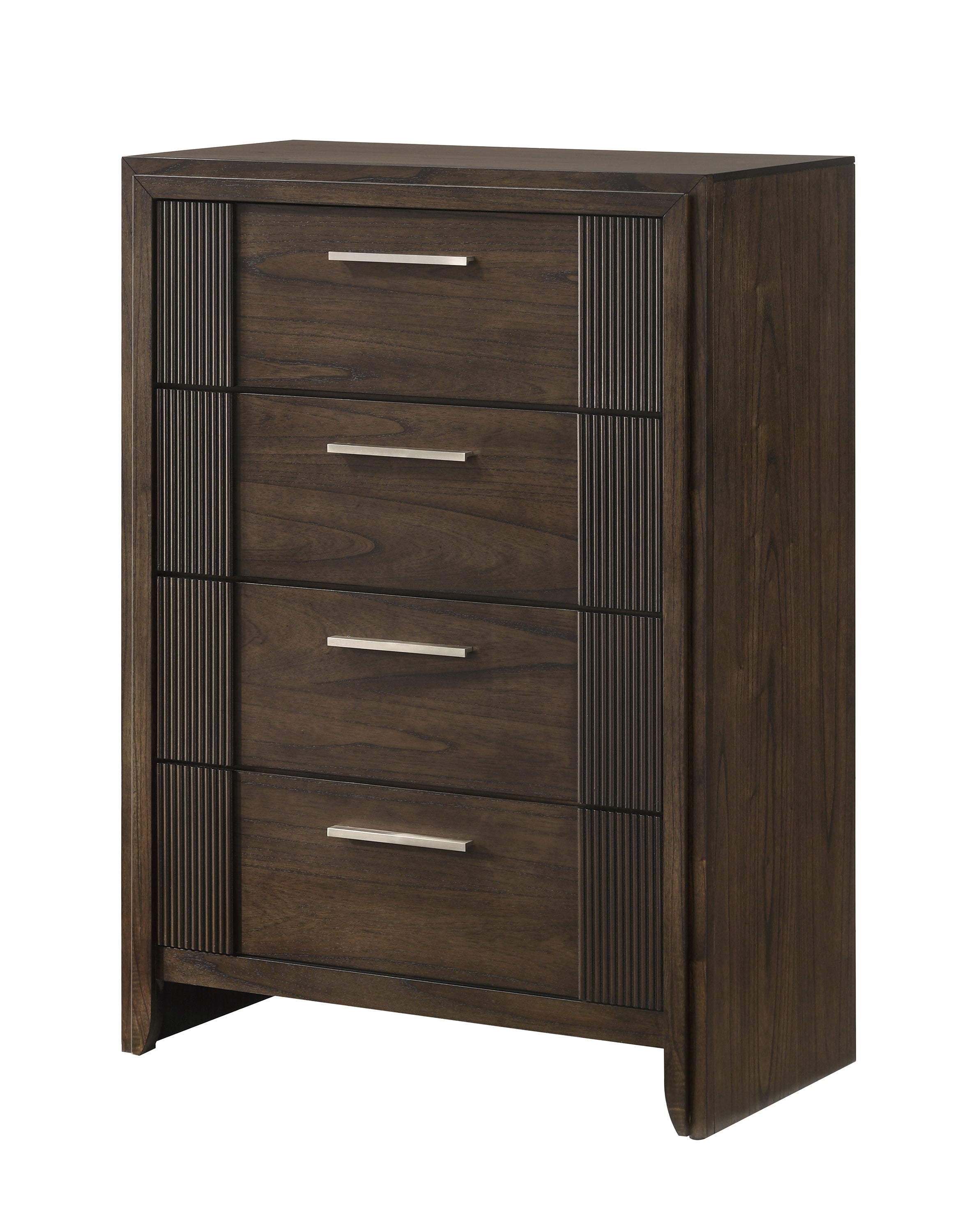 1pc Contemporary 4-Drawer Chest Rich Wood Finish Rustic Charm Polished Hardware Wooden Furniture Brown