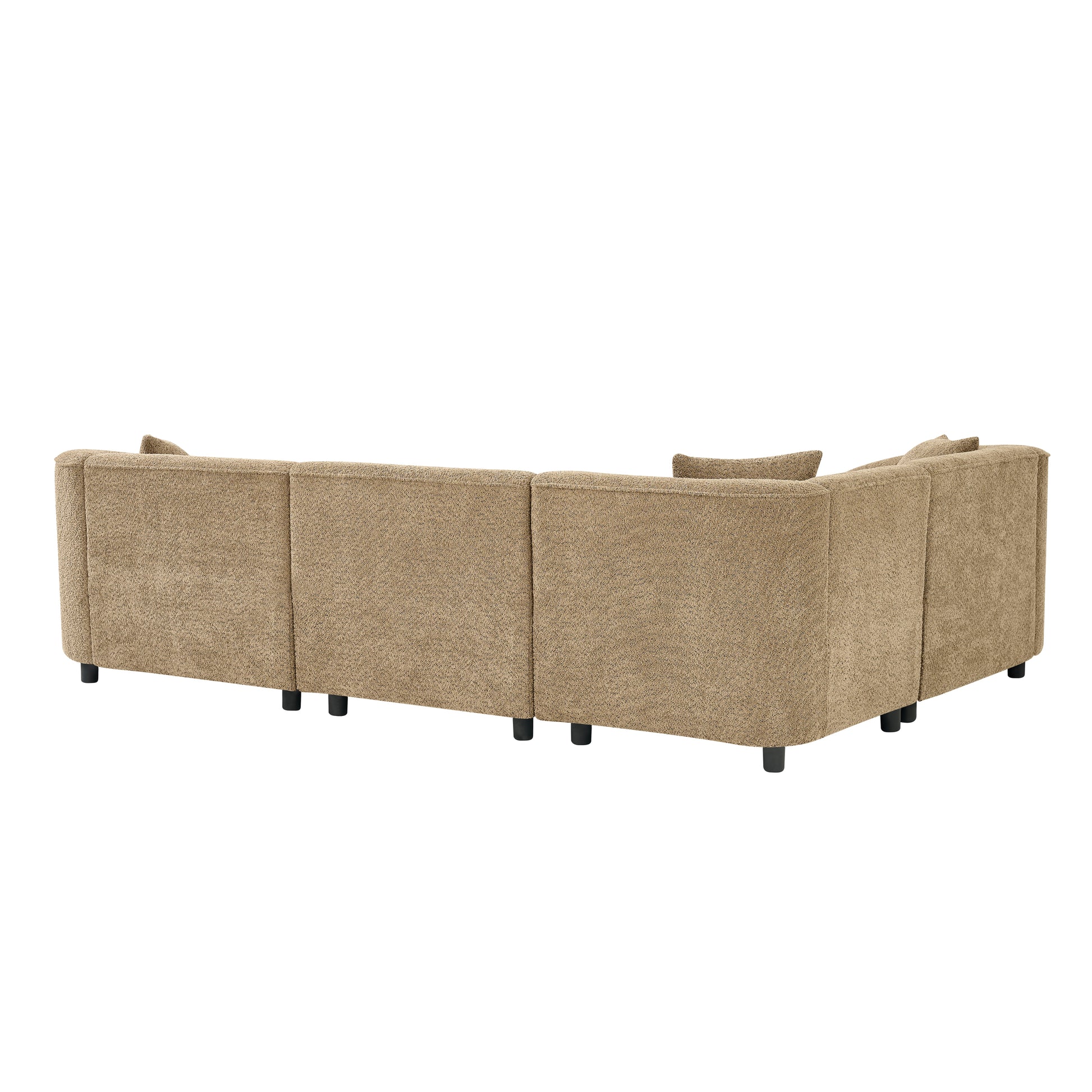104' L-Shaped Curved Contemporary Sectional Sofa in Camel: Plush 4-Seater, Sculptural Design & Premium Bouclé Upholstery – Modern Luxury for Spacious Living