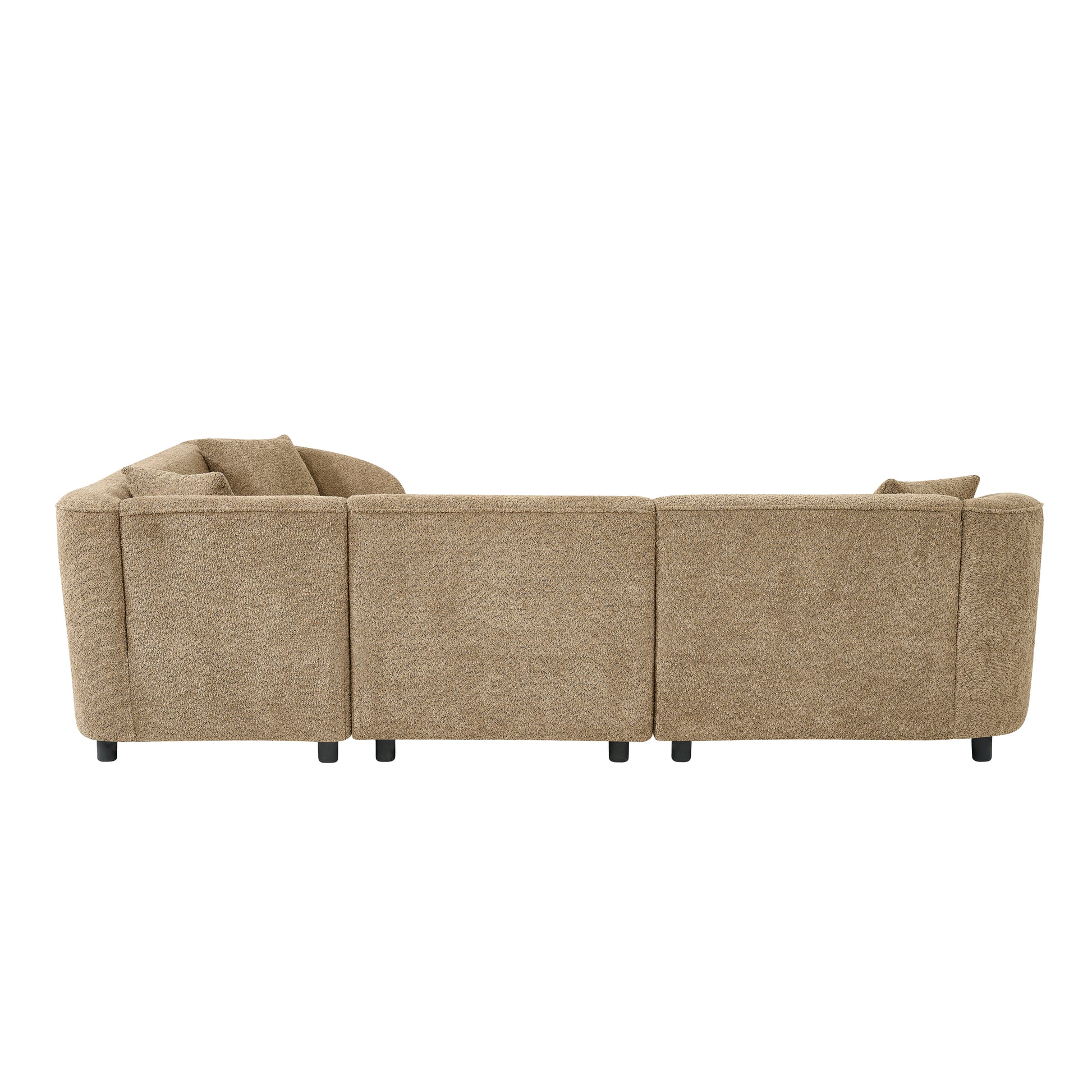 104' L-Shaped Curved Contemporary Sectional Sofa in Camel: Plush 4-Seater, Sculptural Design & Premium Bouclé Upholstery – Modern Luxury for Spacious Living