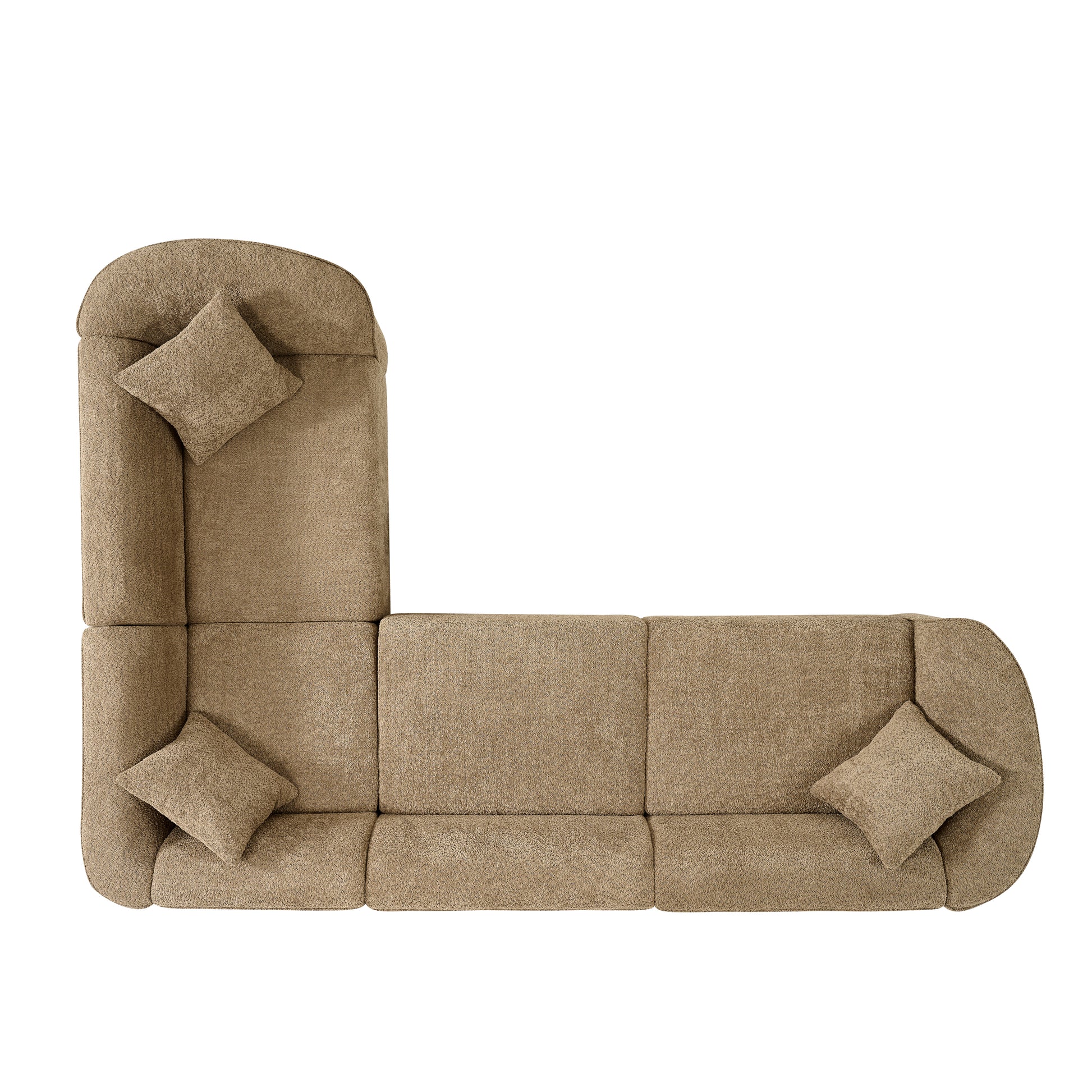 104' L-Shaped Curved Contemporary Sectional Sofa in Camel: Plush 4-Seater, Sculptural Design & Premium Bouclé Upholstery – Modern Luxury for Spacious Living
