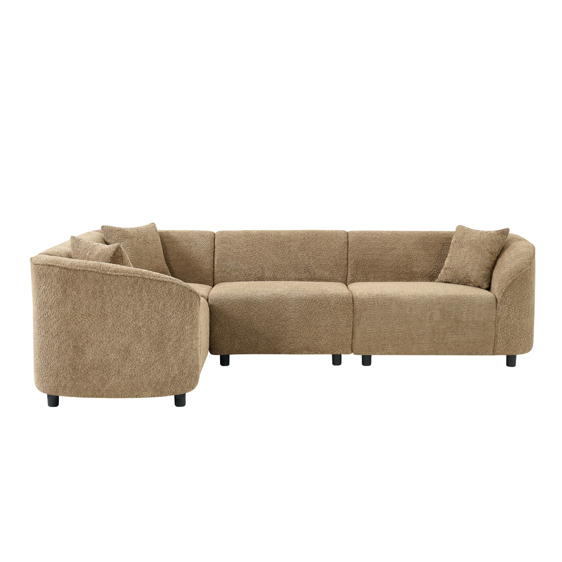 104' L-Shaped Curved Contemporary Sectional Sofa in Camel: Plush 4-Seater, Sculptural Design & Premium Bouclé Upholstery – Modern Luxury for Spacious Living