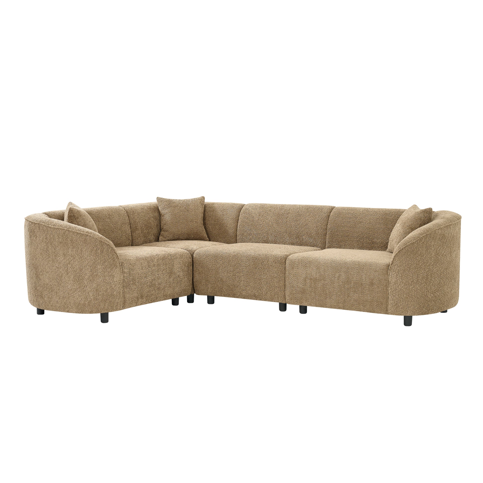 104' L-Shaped Curved Contemporary Sectional Sofa in Camel: Plush 4-Seater, Sculptural Design & Premium Bouclé Upholstery – Modern Luxury for Spacious Living