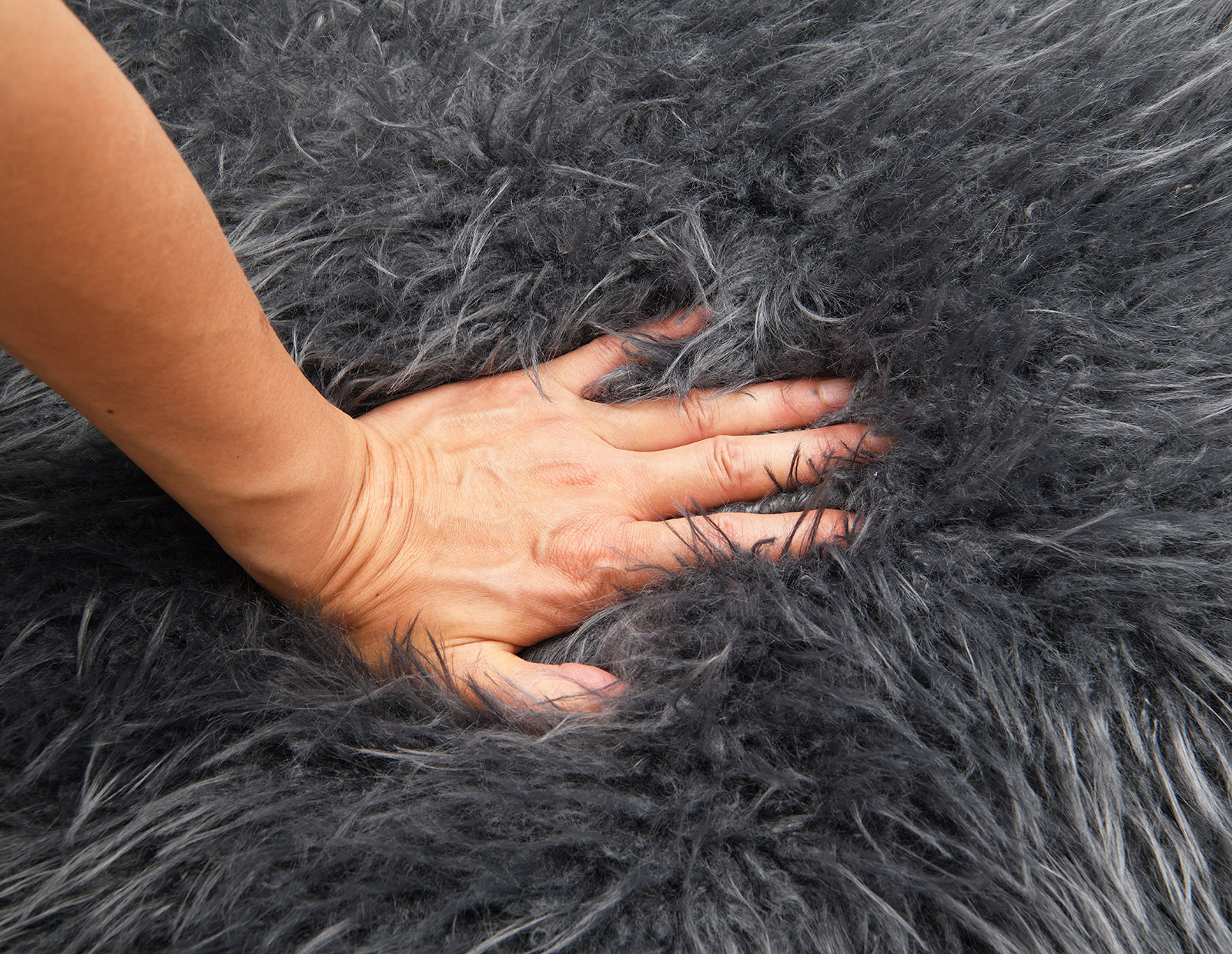 Charcoal Gray Finish Contemporary Style 1pc Accent Chair Soft Faux Fur Wooden Arms Tight Back And Seat Primary Living Room Accent Chair