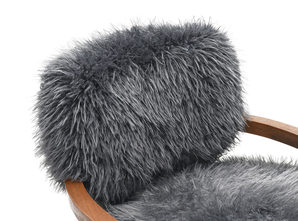 Charcoal Gray Finish Contemporary Style 1pc Accent Chair Soft Faux Fur Wooden Arms Tight Back And Seat Primary Living Room Accent Chair