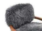 Charcoal Gray Finish Contemporary Style 1pc Accent Chair Soft Faux Fur Wooden Arms Tight Back And Seat Primary Living Room Accent Chair