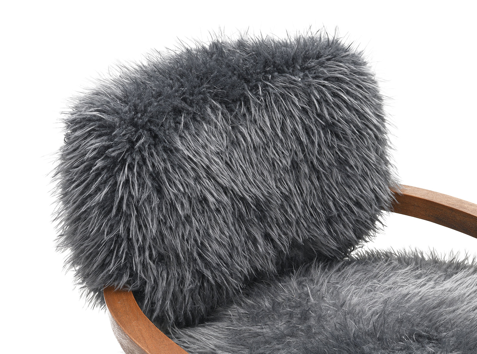 Charcoal Gray Finish Contemporary Style 1pc Accent Chair Soft Faux Fur Wooden Arms Tight Back And Seat Primary Living Room Accent Chair