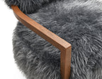 Charcoal Gray Finish Contemporary Style 1pc Accent Chair Soft Faux Fur Wooden Arms Tight Back And Seat Primary Living Room Accent Chair