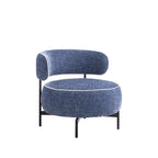 Contemporary Style Swivel Chair Metal Legs Contrast Welt Curved Backrest Dark Blue Finish Accent Chair