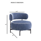 Contemporary Style Swivel Chair Metal Legs Contrast Welt Curved Backrest Dark Blue Finish Accent Chair