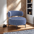 Contemporary Style Swivel Chair Metal Legs Contrast Welt Curved Backrest Dark Blue Finish Accent Chair