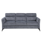 Modern Living Room Sofa Set 3pc Sofa Loveseat Chair Dark Gray Microfiber Upholstery Comfortable Cushion Seat Black Metal Legs Contemporary Furniture