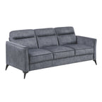 Modern Living Room Sofa Set 3pc Sofa Loveseat Chair Dark Gray Microfiber Upholstery Comfortable Cushion Seat Black Metal Legs Contemporary Furniture