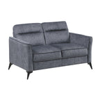 Modern Living Room Sofa Set 3pc Sofa Loveseat Chair Dark Gray Microfiber Upholstery Comfortable Cushion Seat Black Metal Legs Contemporary Furniture