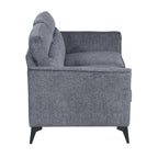 Modern Living Room Sofa Set 3pc Sofa Loveseat Chair Dark Gray Microfiber Upholstery Comfortable Cushion Seat Black Metal Legs Contemporary Furniture
