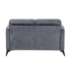 Modern Living Room Loveseat Dark Gray Microfiber Upholstery Comfortable Cushion Seat Black Metal Legs Contemporary Furniture 1pc