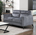 Modern Living Room Loveseat Dark Gray Microfiber Upholstery Comfortable Cushion Seat Black Metal Legs Contemporary Furniture 1pc