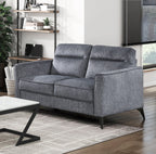 Modern Living Room Loveseat Dark Gray Microfiber Upholstery Comfortable Cushion Seat Black Metal Legs Contemporary Furniture 1pc