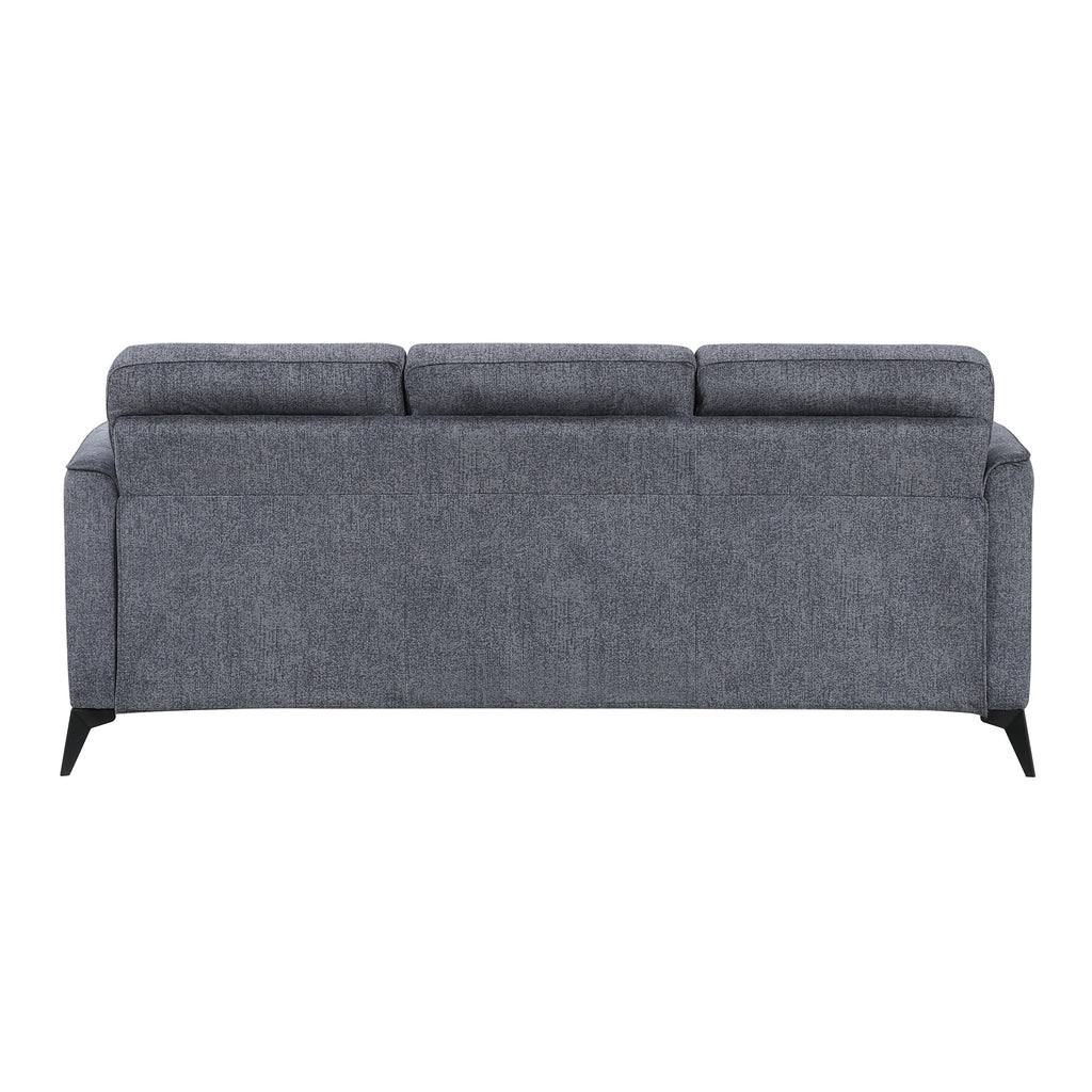 Modern Living Room Sofa Dark Gray Microfiber Upholstery Comfortable Cushion Seat Couch Black Metal Legs Contemporary Furniture 1pc