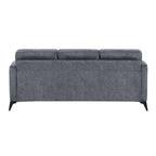 Modern Living Room Sofa Dark Gray Microfiber Upholstery Comfortable Cushion Seat Couch Black Metal Legs Contemporary Furniture 1pc