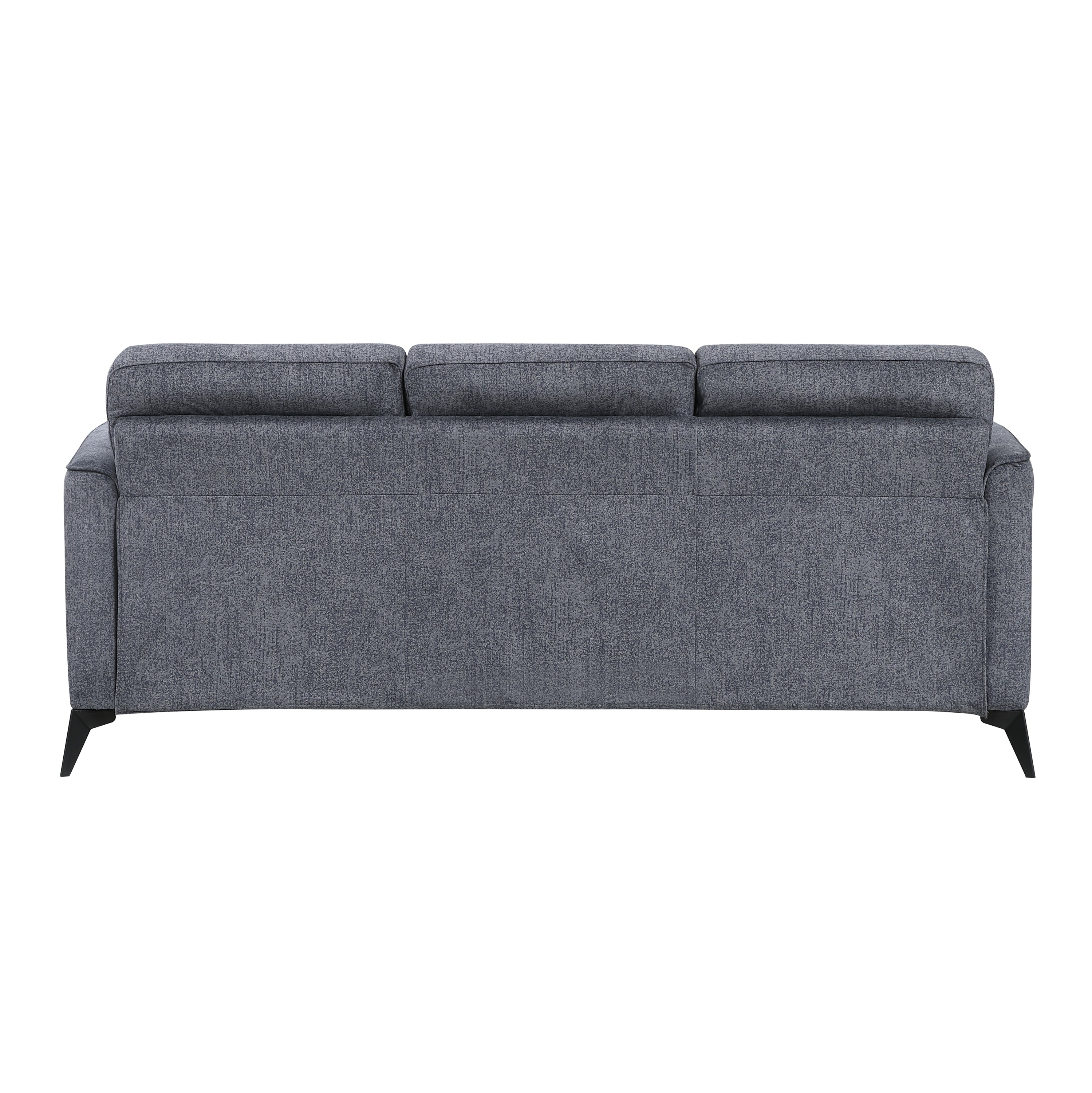 Modern Living Room Sofa Dark Gray Microfiber Upholstery Comfortable Cushion Seat Couch Black Metal Legs Contemporary Furniture 1pc