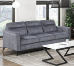 Modern Living Room Sofa Dark Gray Microfiber Upholstery Comfortable Cushion Seat Couch Black Metal Legs Contemporary Furniture 1pc