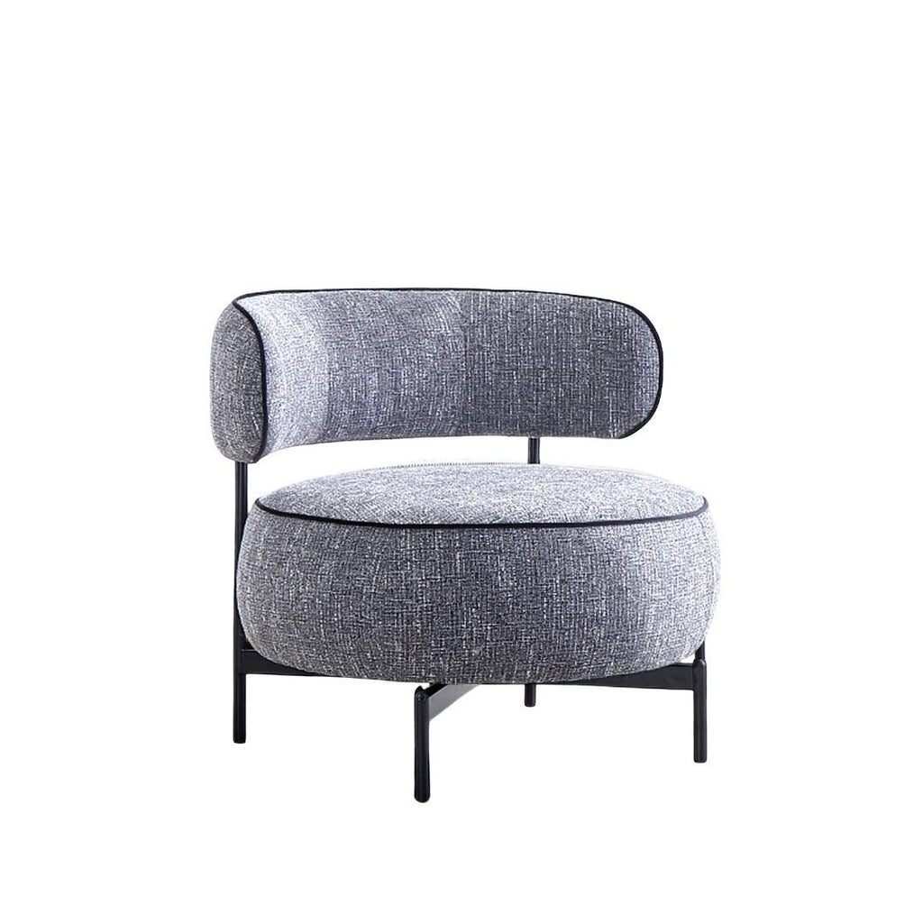 Contemporary Style Swivel Chair Dark Gray Finish Metal Legs Curved Backrest Contrast Welt Accent Chair