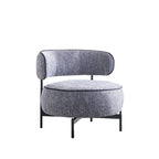 Contemporary Style Swivel Chair Dark Gray Finish Metal Legs Curved Backrest Contrast Welt Accent Chair