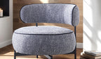 Contemporary Style Swivel Chair Dark Gray Finish Metal Legs Curved Backrest Contrast Welt Accent Chair